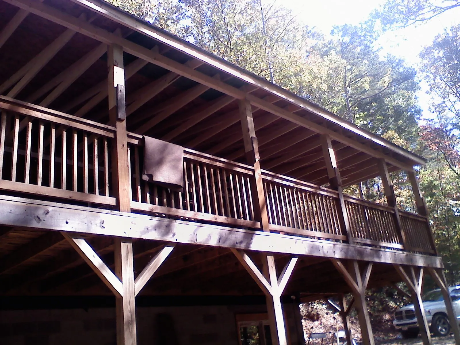 Timber framing under a new elevated porch and deck — Roof Leak Repair in South Pekin by Roofing Brothers