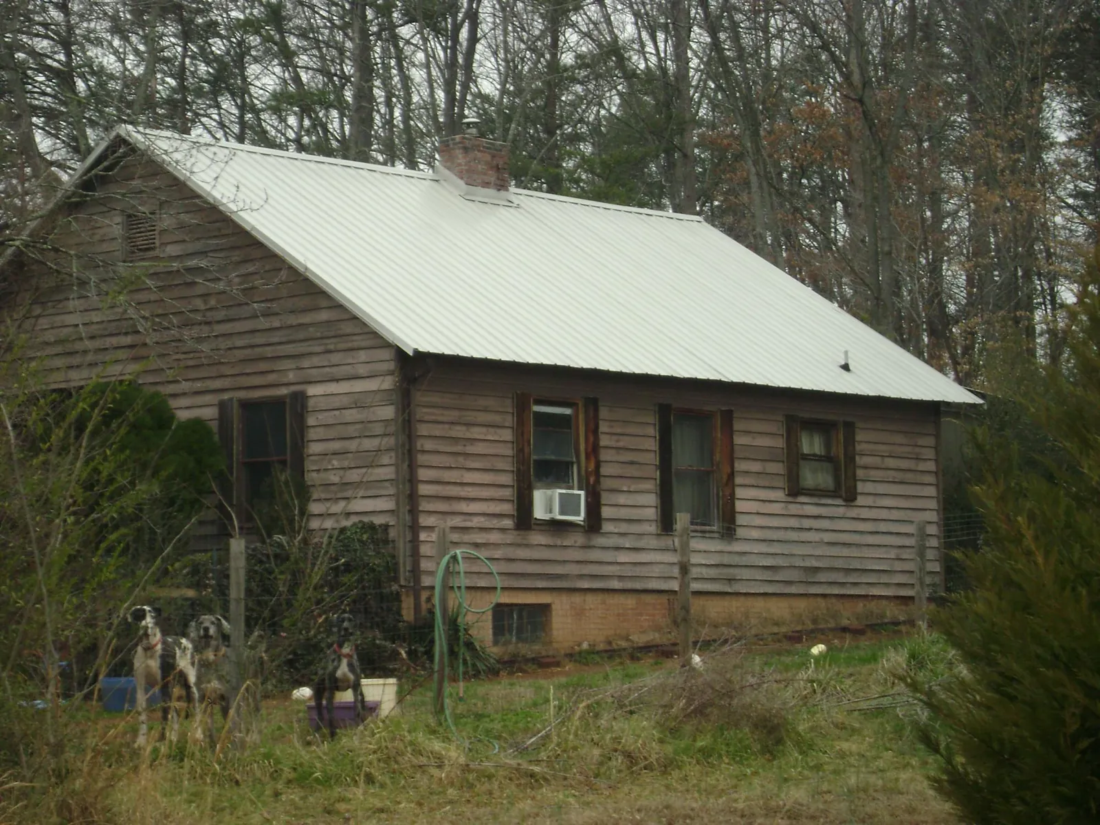 White metal roof on an old wood sided farmhouse, from a Asphalt Shingle Roof Repair job in South Pekin